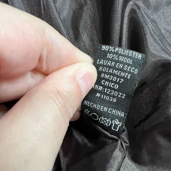 Cecico Brown Wool Blend Ruffle Hem Zip Up Button Closure Sz S Women’s - Picture 10 of 10